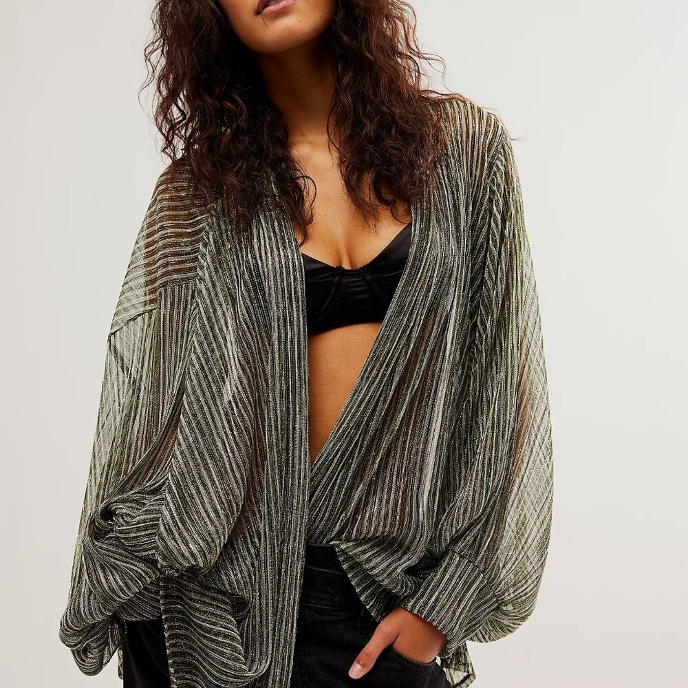 Free People Shimmer Stripe Jacket One Size